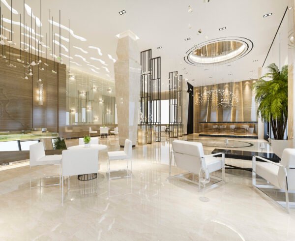 3d rendering modern luxury hotel and office reception and lounge  hall